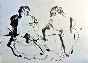 Anton Heyboer - 2 Vrouwen .Mooie krachtige schildering en aparte voorstelling . verkocht voor € 250!