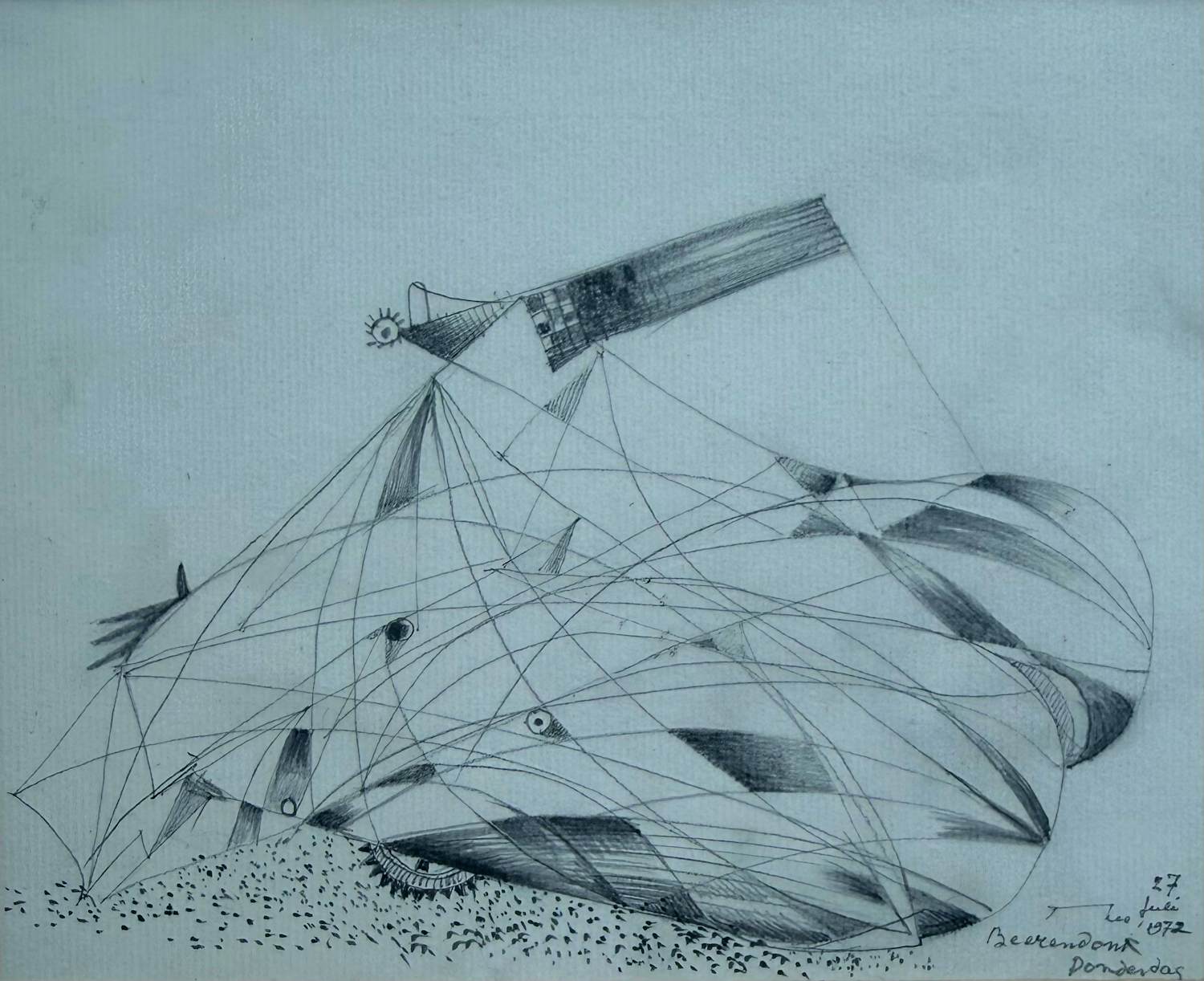 Theo Beerendonk - Potloodtekening op papier | '27 juli 1972 | 1972 kopen? Bied vanaf 60!