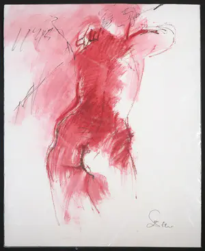 Franscz Witte - Gemengde techniek op papier, Naakt in roze tinten kopen? Bied vanaf 1!