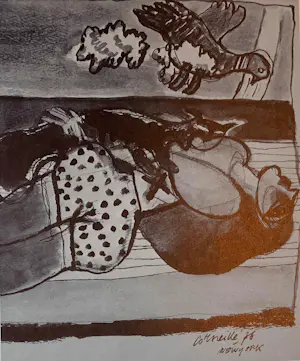 AcheterCorneille - Litho met boek: New York room 422 - 1977? Enchérissez de 250!