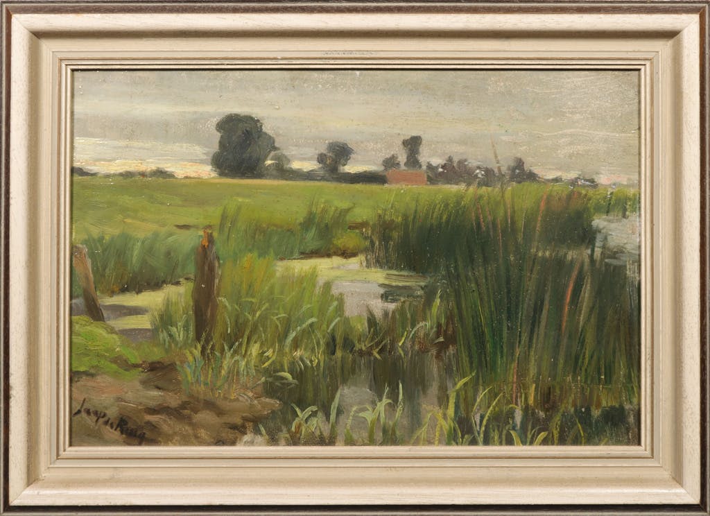 Jaap de Ruig - Jaap de Ruig: Olieverf op paneel, Een Zomeravond - Ingelijst kopen? Bied vanaf 20!