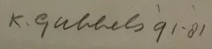 Klaas Gubbels - Kleurenlitho: Stilleven met tafel, gevouwen schaakbord en gitaar kopen? Bied vanaf 399!