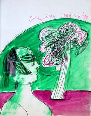 Corneille - ingelijste aquarel - 1977 (nieuwe lijst met museumglas!) verkocht voor € 1295!