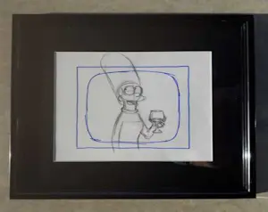 Matt Groening - originele productietekening The Simpsons, ingelijst + Certificaat kopen? Bied vanaf 80!