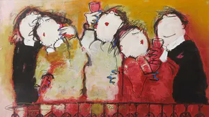 Gerdine Duijsens-Kroeze - Zeefdruk bevestigd op doek, Purple ladies (Groot) kopen? Bied vanaf 1!