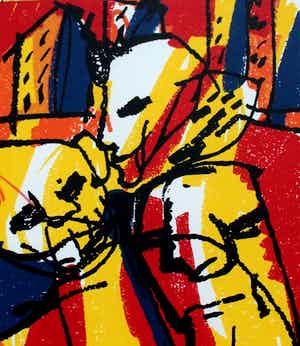 Herman Brood - Zeefdruk: Met bibberende ogen bezigtigd verkocht voor € 275!