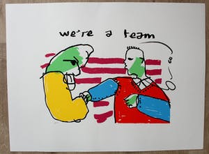 Herman Brood - grote zeefdruk: We're a team kopen? Bied vanaf 275!