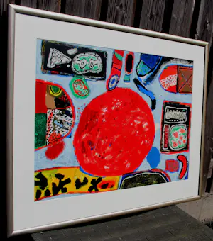 Corneille - Ingelijste zeefdruk: 'Abstract' (groot werk) - '64 - '90 kopen? Bied vanaf 499!